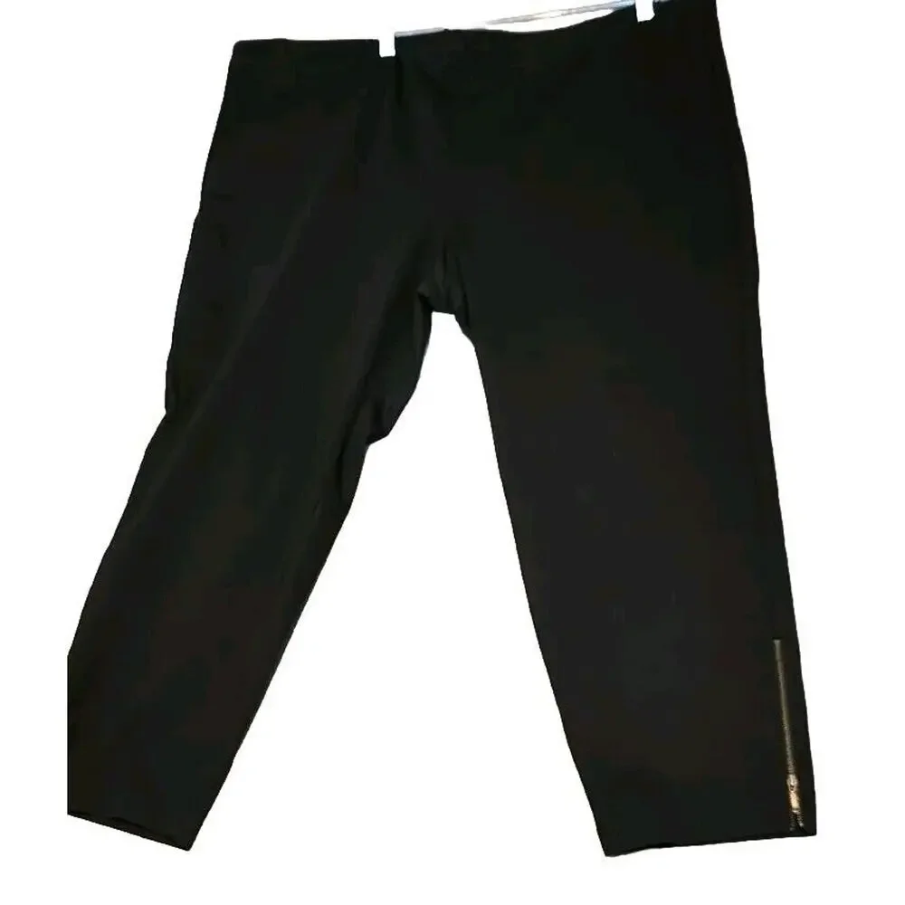 Eileen Fisher Black Rayon Blend Pull On Skinny Leggings Zipper Hem Pants‎ Sz 3X
